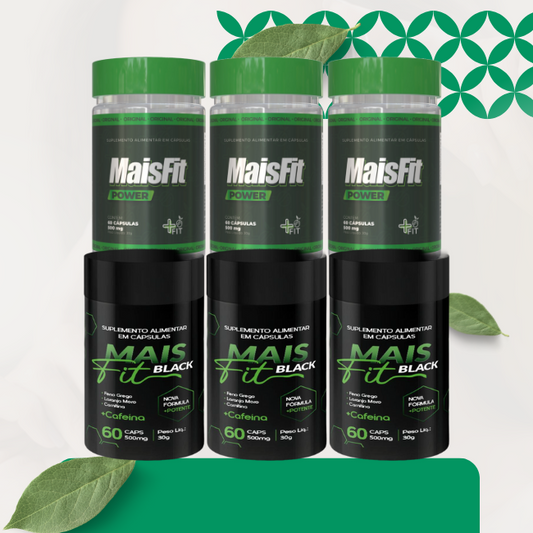 3 POTES MAIS FIT BLACK + 3 POTES MAIS FIT POWER